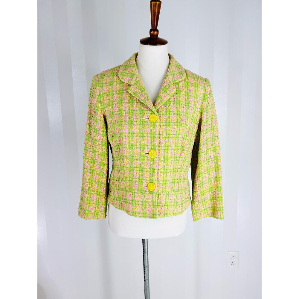 D. TERRELL Women’s Green/Pink Tweed Jacket Sz 6